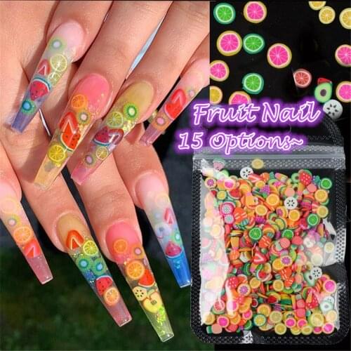 Slice Nail Art Decoration Nail Art Tips 15 Patterns 3D Fruit Tiny Slices Nail Art Stickers Mixed Styles Polymer Clay