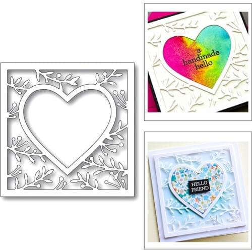 2020 New Valentine Rectangle and Heart Frame Background Metal Cutting Dies For Scrapbooking Greeting Card Paper Making no stamps