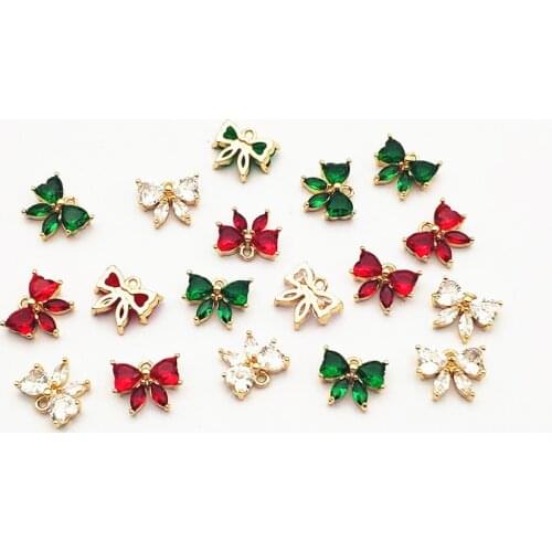 New arrival! 12x10mm 50pcs Cubic Zirconia Bows charm for Hand Made Earrings DIY parts,Jewelry Accessories Findings & Components