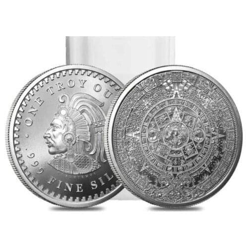 2021 New Year Gifts Mexican Mayan 1oz 999 FINE Silver Coin Aztec Calendar Prophecy Culture Commemorative Christmas Coins Gifts