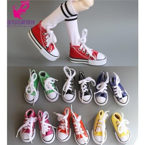 One pair Assorted Colors 7.5cm Canvas Shoes For BJD Doll Fashion Mini Toy Shoes Bjd Doll Shoes for Russian Doll Accessories