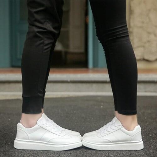 Plain White Chunky Sneakers For Women Sport Shoes Unisex Leather Trainers Girls Platform Sneakers Gym Shoes Big Size 42 43 44