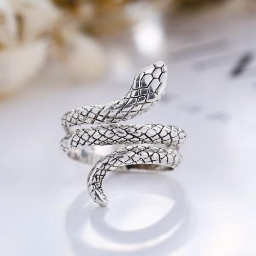 Punk Vintage Big Snake Ring For Women Men Adjustable Size Geometric Rings Exquisite Creative Jewelry Wholesale