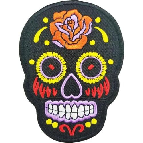 Suger Skull Embroidery Patch Stickers for Clothes Lady Motorcycle Biker Decoration Jacket Vest Appliqued DIY Iron on Patches