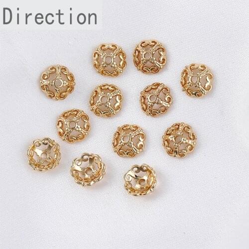 18K copper antique four petal flower tray manual DIY accessories hand string bead separation jewelry material flower spacer