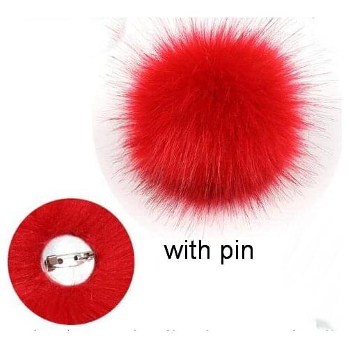 Big Pompon Ball Imitation Fox Fur Fluffy Pompom with Pin fits Women Clothing Bag accessories 10pcs GR110