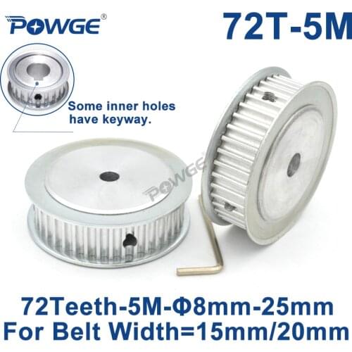 POWGE 72 Teeth HTD 5M Synchronous Timing Pulley Bore 8/10/12/15/16/17/19/20/22mm for Width 15/20mm HTD5M wheel Gear 72T 72Teeth