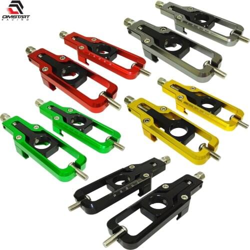 QMSTART Racing Rear Wheel Axle Blocks Chain Adjusters Tensioners for KAWASAKI Ninja ZX10R ZX-10R ZXT00 2011 2012 2013 2014 2015
