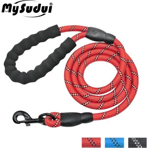 MySudui Reflective Pet Dog Leash Rope Nylon Dog Strap Belt Traction Rope Running Glow In The Dark Pet Lead Black Pitbull Terrier