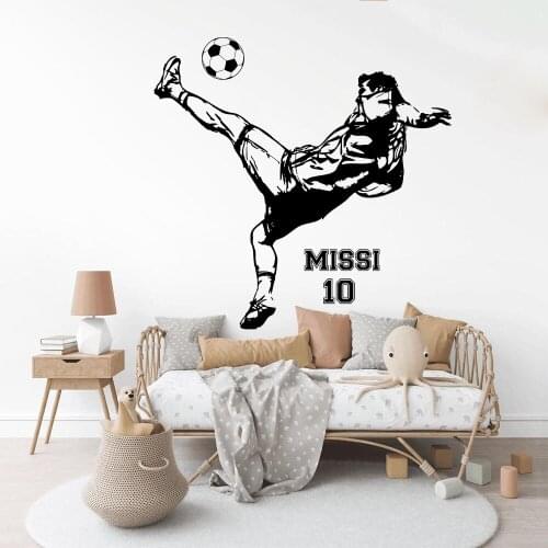 Custom Name Soccer Football Wall Decal Kids Room Playroom Personalized Name Sport Jersey Wall Sticker Bedroom Vinyl Decor