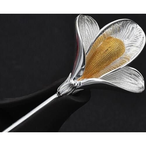Vintage Magnolia Flower Hair Sticks 925 Sterling Silver Hairpins Two Tones Hair Jewelry Hair Accessories For Women Mothers Gift
