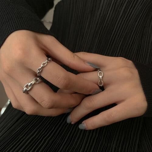 2021 Sterling Simple Link Chain Shaped Rings For Women Adjustable Ring Jewelry Accessories Gift