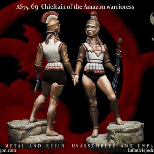 1/24 Chieftain of the Amazon warrioress, Resin Model figure GK, Ancient female warrior, Unassembled and unpainted kit
