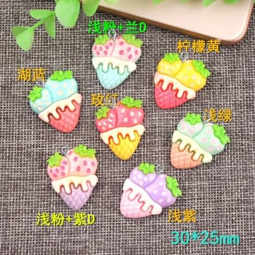 10pcs Cute Resin strawberry pineapple cantaloupe fruit charms diy jewelry making resin kawaii cabochon craft decoration boutique