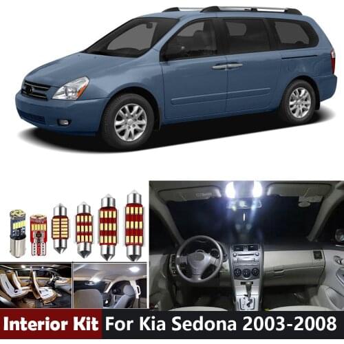 14Pcs Canbus White Car LED Light Bulbs For Kia Sedona 2003-2008 Led Interior Light Kit Map Dome Trunk License Plate Lamp