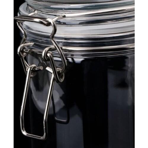 1500ML Plastic Round Clip Top Storage Jar With Airtight Seal Lid Food Container Tableware Preserving Kitchen Flour Pasta Spice O