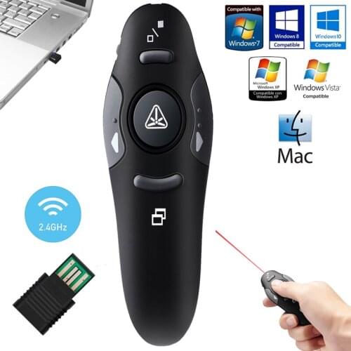 2.4G Wireless Red Laser Power Pointer Presenter Electronic Powerpoint PPT Turn Page Projector RF USB Remote Control Pen Clicker