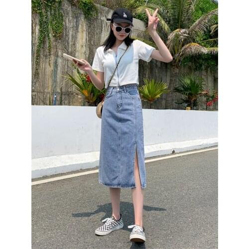 2021 Rushed 20493 (no.3 Middle, Row 12 of The Hall) Non Real Red Picture Split Denim Skirt 43