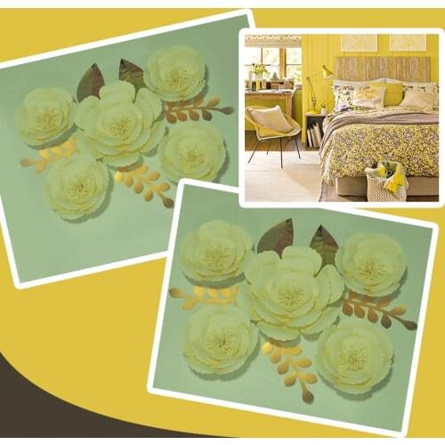 DIY Giant Paper Flowers Backdrop 5pcs + Leaves 5pcs Wedding & Event Baby Nursery Decor DIY Half Made Full Kits Video Tutorials
