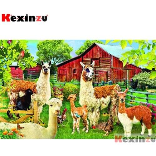 Full Square/Round Drill 5D DIY Diamond Painting"Alpaca family"3D Embroidery handcraft work Cross Stitch Home Decor K56642