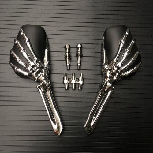 Skull Skeleton Motorcycle Rearview Side Rear View Mirrors For Honda Kawasaki Suzuki Yamaha Harley Cruiser Softail Sportster