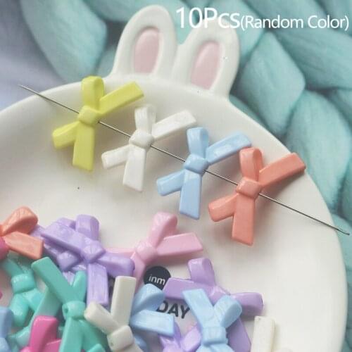 10 Pieces Of Multi-Color Acrylic Bow Jewelry Making Beads For Needlework DIY Handicrafts Making Bow Bead Decoration Accessories