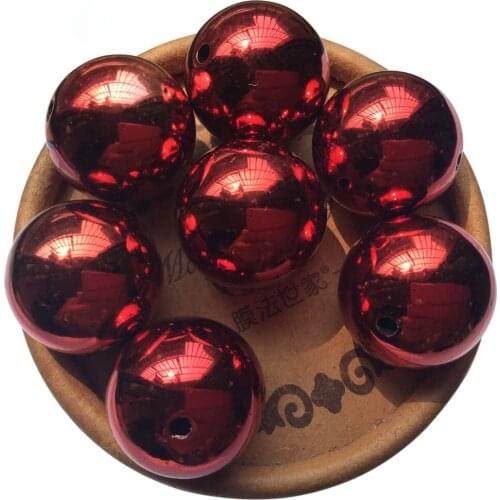 Bubble Beads 30mm 30pcs UV coated Christmas red Loose Round Chunky Beads for Jewelry making or Vase filler