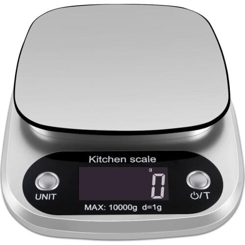 Digital Kitchen Scale Multifunction Food Scale 22lb 10kg Silver Stainless Electronic Scale Kitchen Bar Supplies High Quality