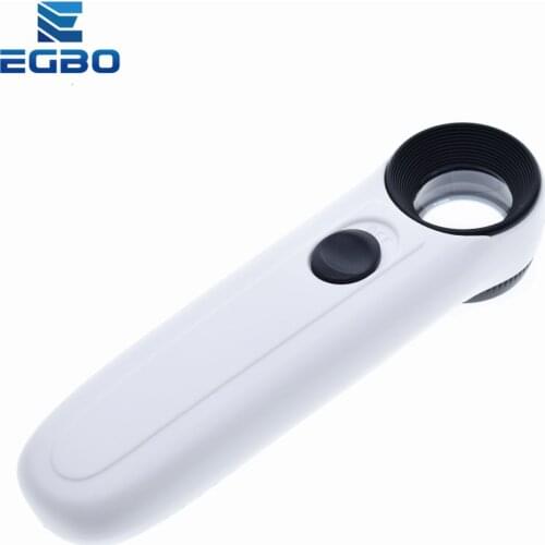 EGBO 15X Handheld Glass Loupe Magnifier Magnifying Glass Portable Pocket Tool Professional With 2 LED Light