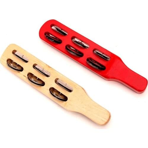 Freeship1Xchildren kids natural Wood 2 4 6 metal cymbal hand bell percussion shaker musical instrument toy music early education