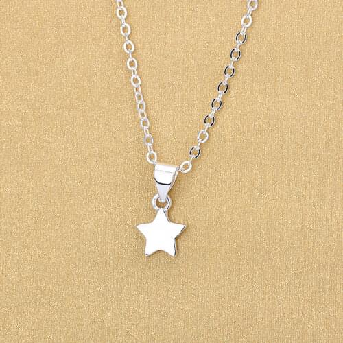 Geometric 925 Sterling Silver Charm Star Pendant Necklaces For Women Jewelry Gifts 2018