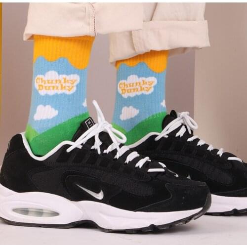 Blue Sky White Clouds Men Women Cloud Socks Dairy Cattle Japanese Harajuku Kawaii All Match Women Korean College Milk Cow Farm