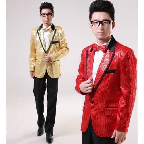 Hot ! Men Stage Fashion Formal Dress Formal Dress Costume Suit Slim Wedding Dress Set Paillette Clothing / Free Shipping / S-xl