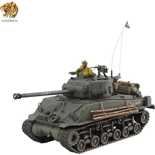HOOBEN 1:10 U.S. FURY M4A3E8 Sherman Brad Pitt Medium Tank RTR Ready To Run Master Painting Half Metal