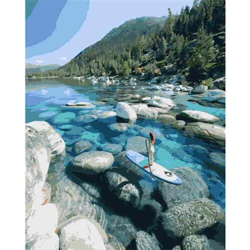 Moderne Diy Olieverfschilderij Canvas Wall Picture Art Paint By Number 40X50cmZero Foundation New Painter Propylene Landscap