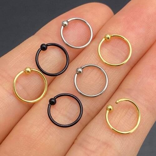 1Pcs Stainless Steel Nose Ring 16G Septum Piercing Multi Purpose Nose Earring Piercing Body Jewelry Opening Fake Nose Ring