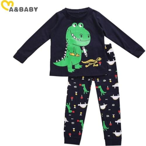 Ma&Baby 1-7Y Autumn Toddler Kid Baby Boy Dinosaur Clothes Set Long Sleeve T shirt Pants Cartoon Children Boys Costumes