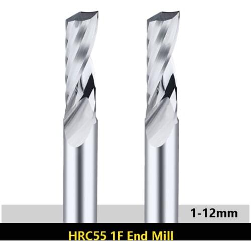 BEYOND HRC55 Single Flute End Mills 1-12mm Spiral Milling Cutter CNC Engraving Machine Tool Acrylic PVC 4mm