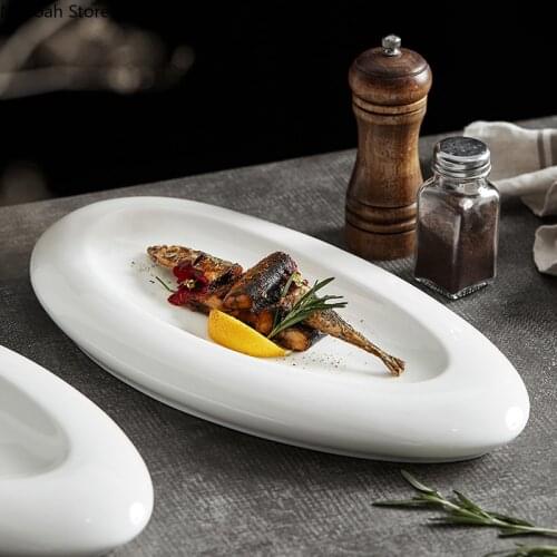 Creative White Ceramic Plate Household Decoration Plate Personalized Dinner Plate Hotel Restaurant Tableware Kitchen Supplies