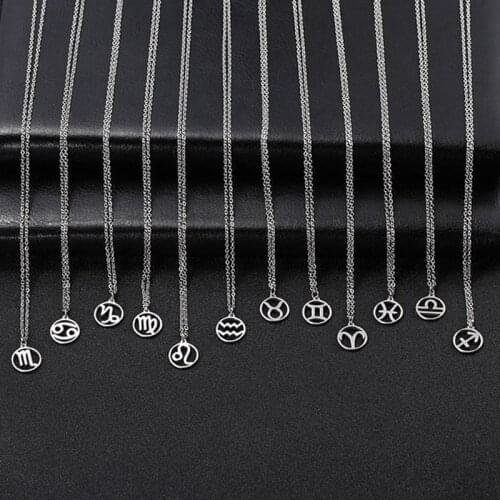 Birthday Jewelry Constellations Necklace For Women Birth Gifts Stainless Steel Silver Color Scorpio Pendant Zodiac Sign Jewelry