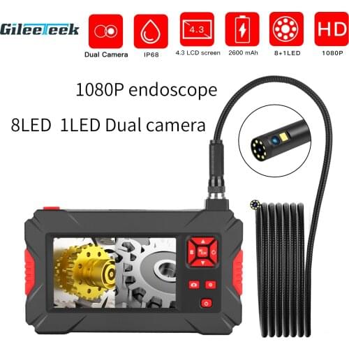 P30 Endoscope Dual Lens Borescope with 8 Adjustable LED Inspection Camera endoscope camera IP68 70 degrees mini endoscope