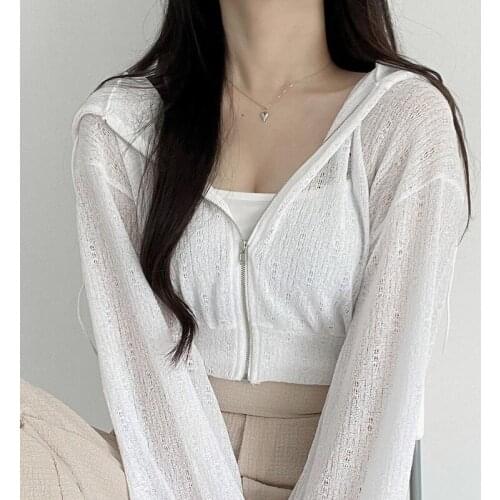 Fashion Harajuku Aesthetic Y2k Solid Zip Up Hoodies Knitted Korean Sweatshirt Women Flared Long Sleeve Baggy Summer Cropped Tops