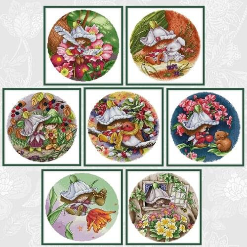 Cross Stitch Kits Flower Fairy Series Printed on Canvas 11CT 14CT DIY Handwork Cross-Stitch Beginner Embroidery Needlework