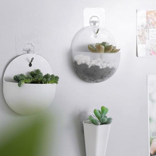 1Pcs Wall Hanging Perforated Plastic Hydroponic Green Dill Flower Pot Vase With Hook For Home Office Decoration