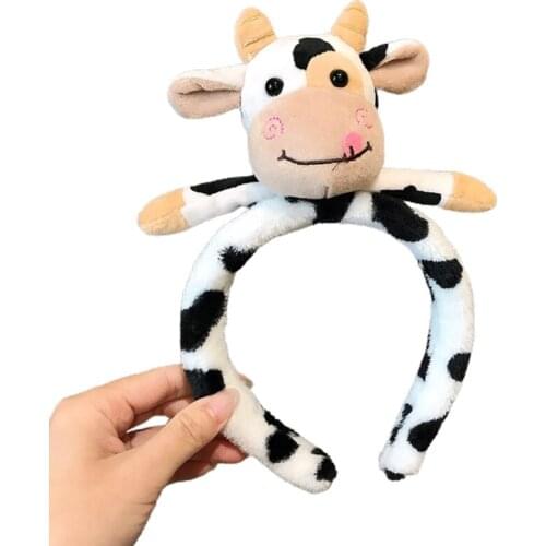 3D Plush Headband Stuffed Cartoon Animal Cow hair hoop hair band women female