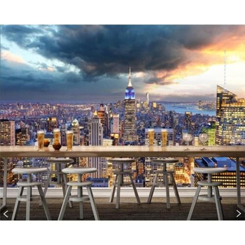 Papel de pared USA Skyscrapers New York City Manhattan Clouds building wallpaper,living room sofa TV wall bedroom bar murals