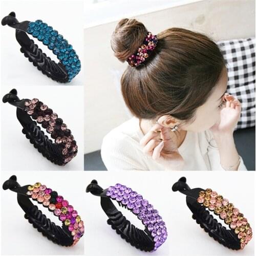 Pinksee Newest Colorful Rhinestones Hairpin Nest Shape Bud Hair Claws for Women Ponytail Holder Crystal Hair Clips Accessories