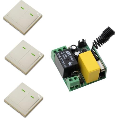 315Mhz 433Mhz AC220V Receiver Board +3*Wall Transmitter Wireless Power Switch Radio Controlled Switch Relay New