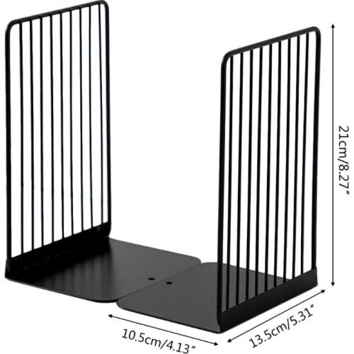 1 Pair Bookends Book Stand Support Simple Iron Desktop Non Slip Rack Shelf Holder Magazine Organizer 97QB