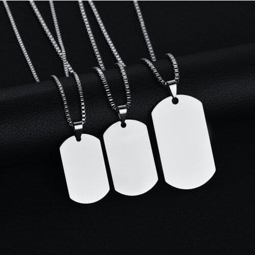 316L Stainless Steel Pendant Necklace Pendant Gold Black silver color Dog Tag Plate Army Biker Chain Necklace Man Woman 3 Size